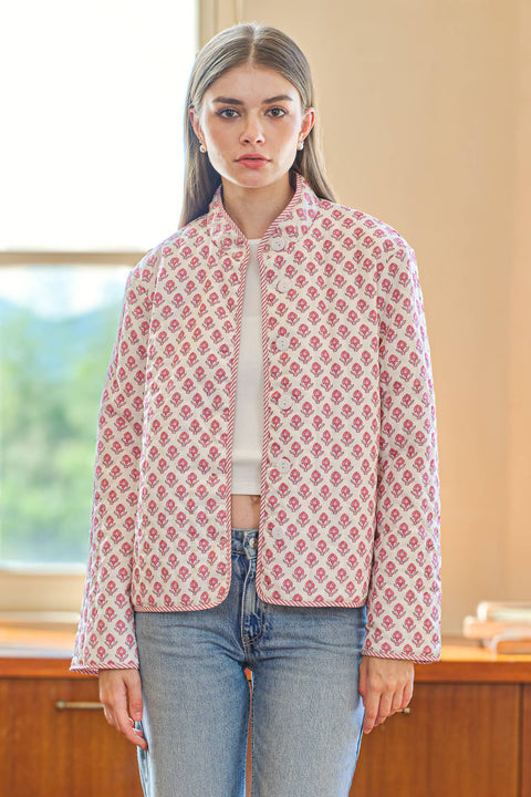 ROSIE POSIE-Two-in-One Reversible Floral and Stripe Jacket-Pink Dot Styles
