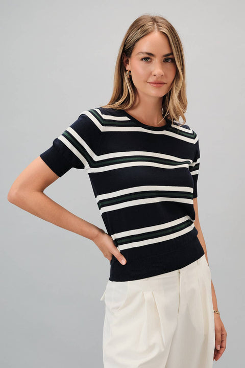 Navy Multi Stripe Sweater Top