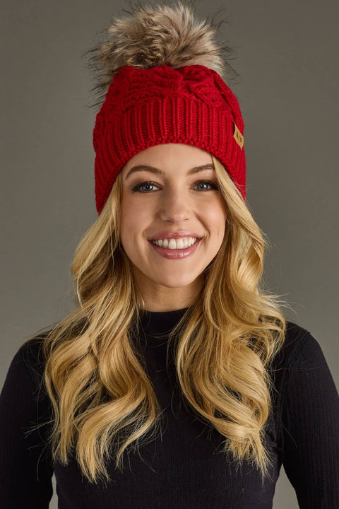 Cable Knit Pom PomHat