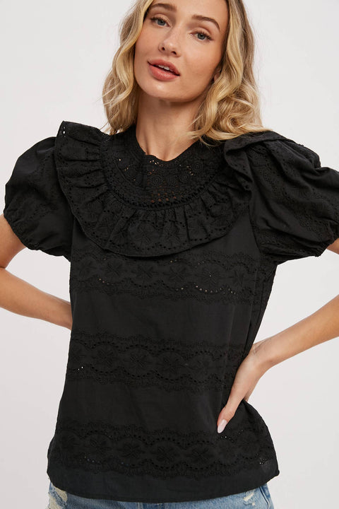 Eyelet Black Blouse