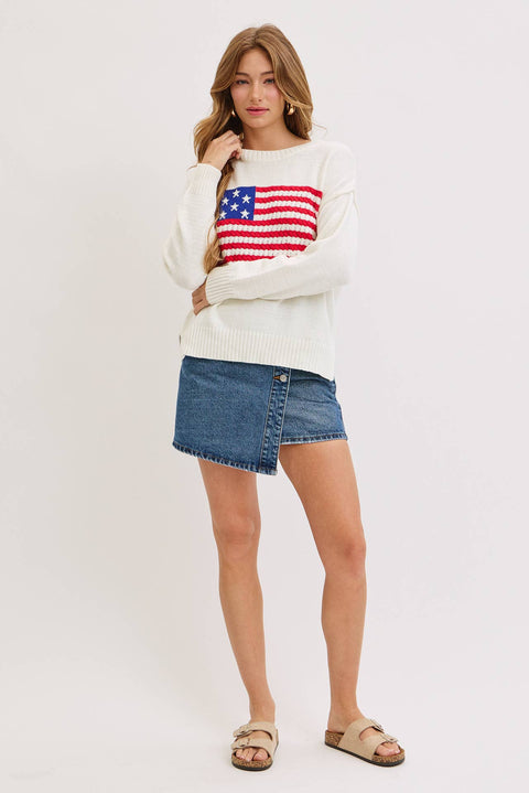Sweet Lovely by Jen-American Flag Sweater-Pink Dot Styles
