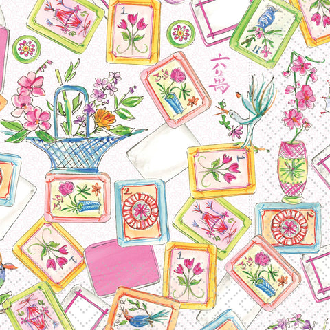 Boston International-Paper Cocktail Napkins 20 Ct Mahjong Allover Rosanne Beck-Pink Dot Styles