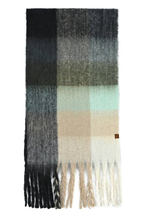 C.C Multi Color Block Plaid Check Pattern Woven Winter Scarf: 13