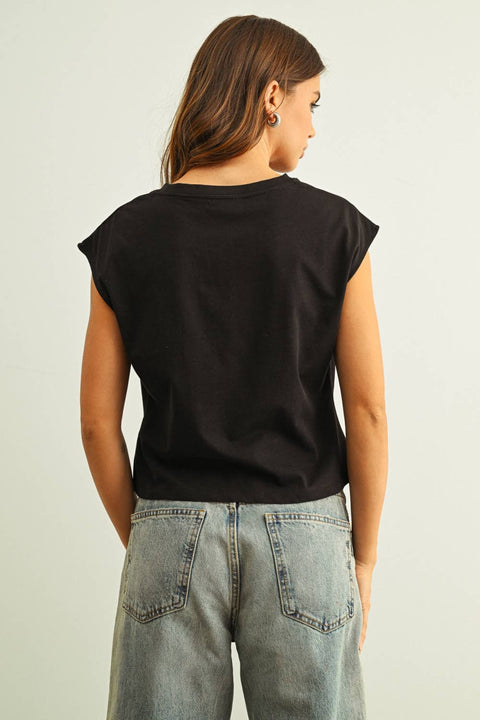 Black Cap Sleeve Top