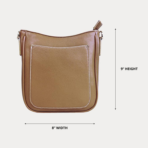 AHDORNED-Madelyn Mini Pebble Messenger with Strap: Mocha-Pink Dot Styles