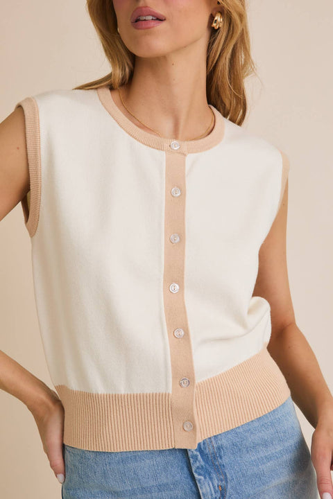 GILLI-Sleeveless Knit Top-Pink Dot Styles