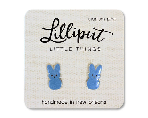 Lilliput Little Things-Marshmallow Easter Bunny Earrings: Pink-Pink Dot Styles