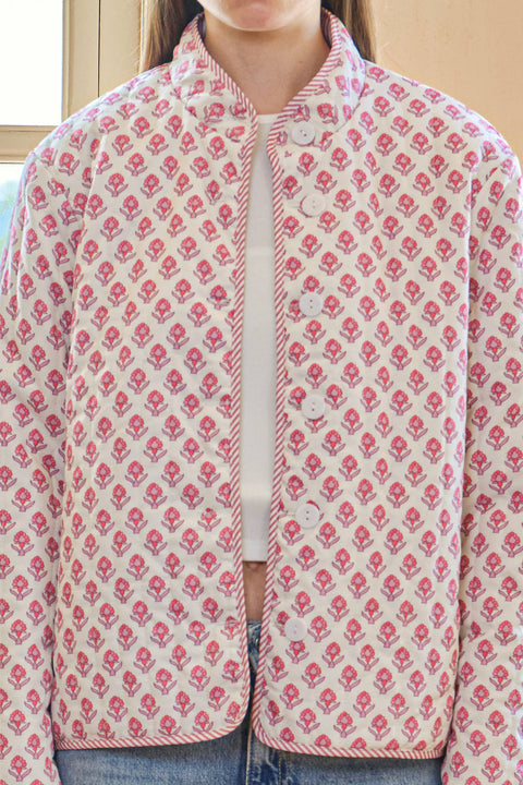 ROSIE POSIE-Two-in-One Reversible Floral and Stripe Jacket-Pink Dot Styles