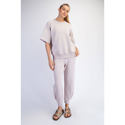 Modal Scuba Luxe Short Sleeve Top: Mocha Cream