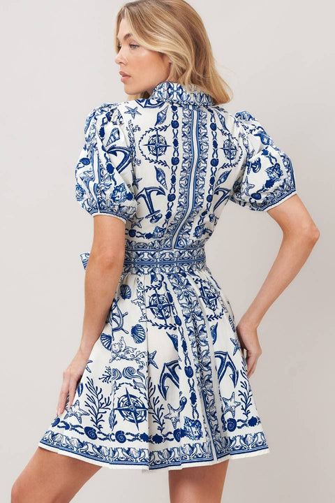 Nautical Blue & White Pattern Dress