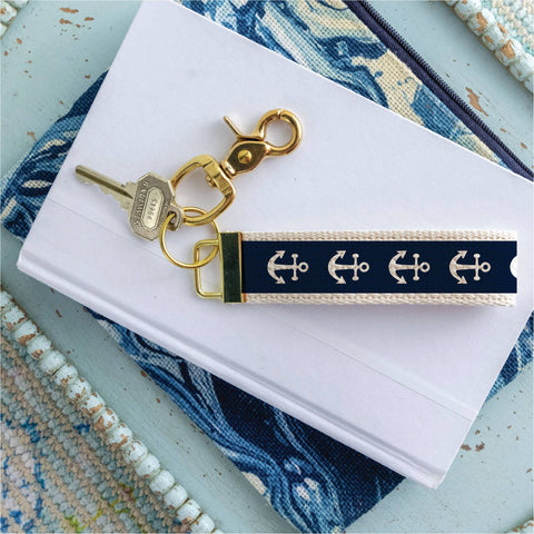 Navy Anchors Keychain