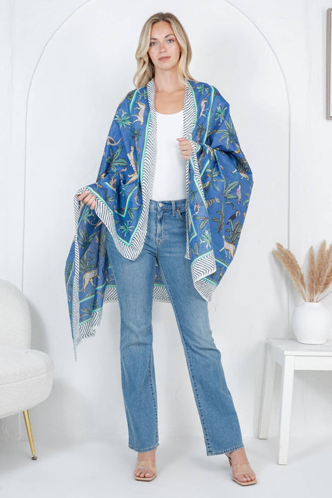 Blue Animal Print Scarf