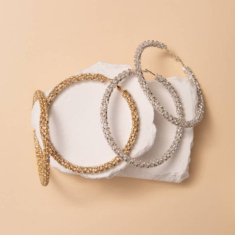 Cubic Zirconia Pavé Tube Hoop Earrings: Gold