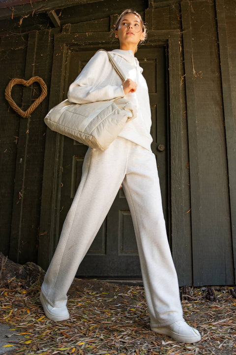 Modal Scuba Straight Pants Mocha Cream