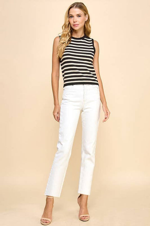 Knit Black & White Sleeveless Sweater