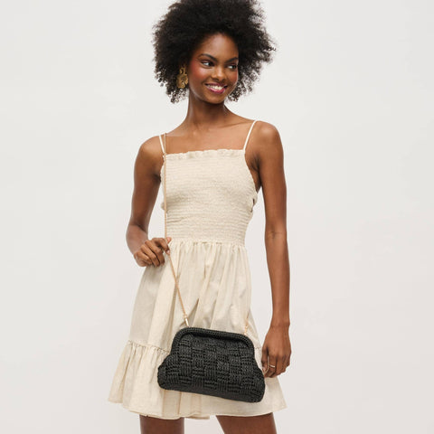 Urban Expressions-Annie Woven Clutch-Pink Dot Styles