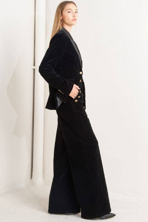 Velvet Blazer with Satin Accent