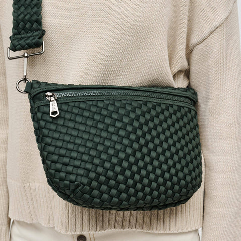 Sol and Selene-Ethereal - Woven Neoprene Crossbody: Olive-Pink Dot Styles