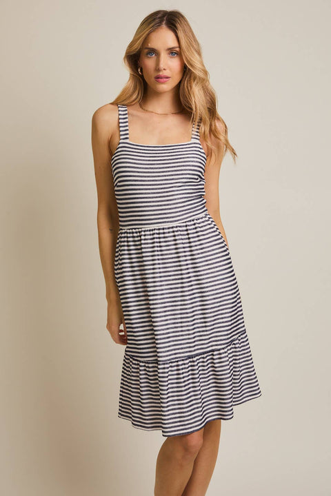 GILLI-Classic Navy & White Stripe Dress-Pink Dot Styles