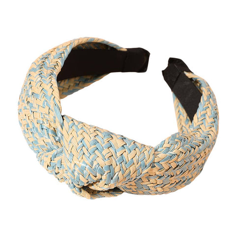 Raffia Weave Knot Headband: FUCHSIA