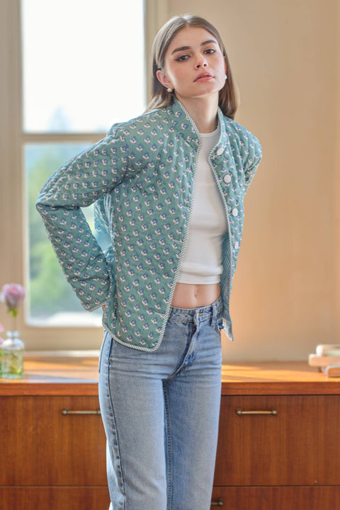 ROSIE POSIE-Reversible Quilted Jacket-Pink Dot Styles