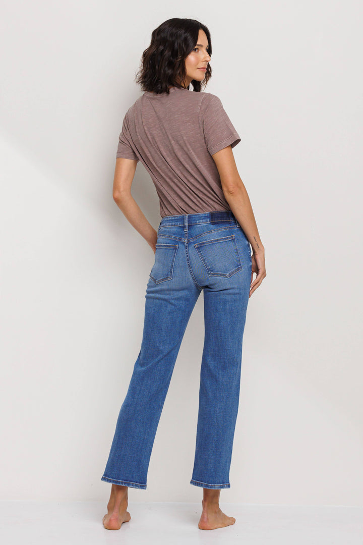 SneakPeek-Mid Rise Ultra Stretch Slim Jeans-Pink Dot Styles