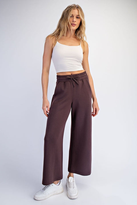 Modal Scuba Cropped Wide Pant: Espresso