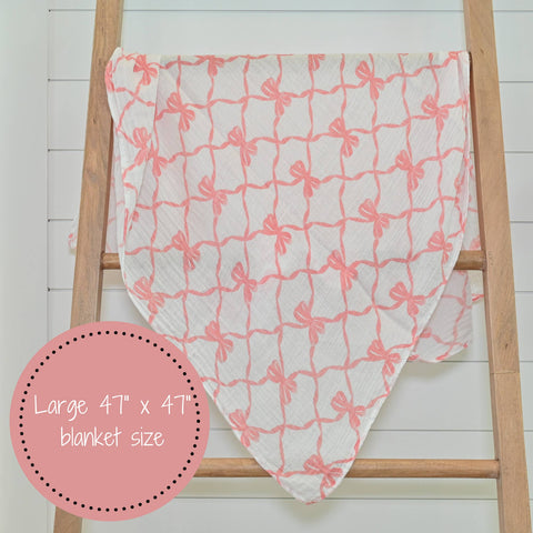 LollyBanks-Beautiful Bows Baby Swaddle Blanket-Pink Dot Styles