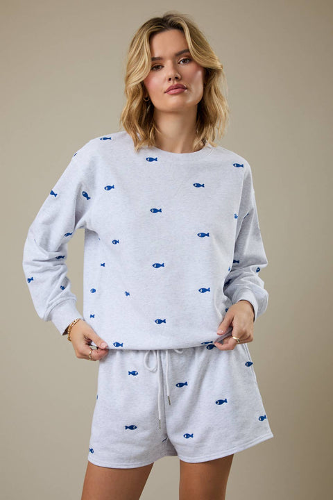 Fish Embroidered Sweatshirt