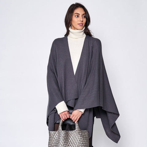 Shoulder Strap Solid Ruana Poncho
