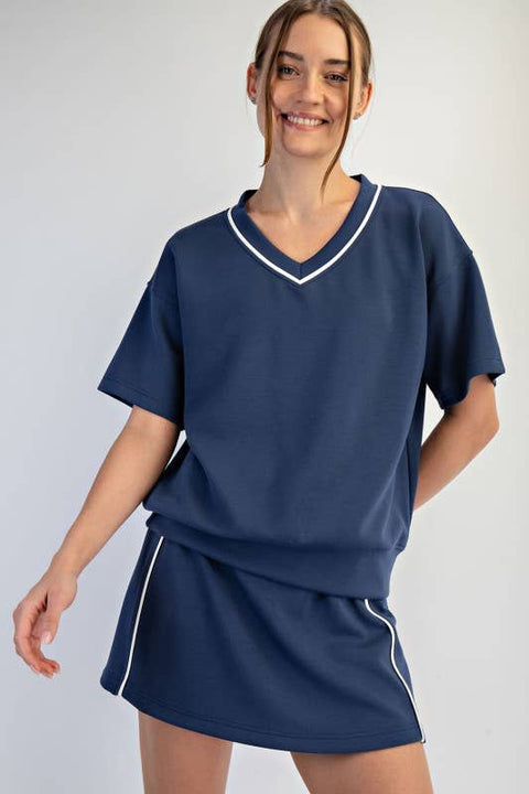 Modal Scuba Navy Short Sleeve Top