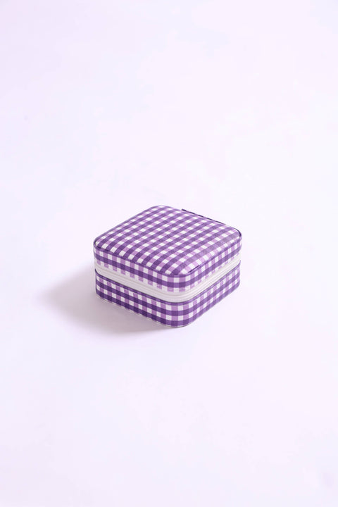 Gingham Travel Jewelry Case
