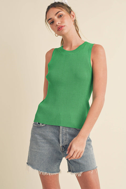 Jadine Knit Tank: Green