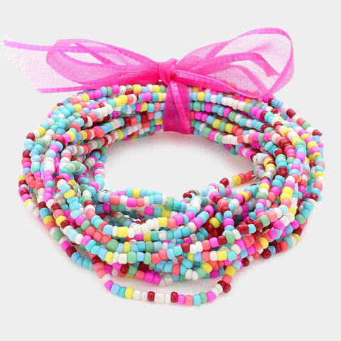 25PCS - Seed Beaded Stretch Bracelets
: Yellow