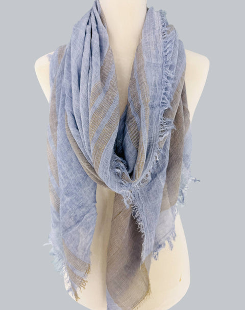 JC Sunny Fashion-JC021038 Textured Gauze Scarf Shawl – Soft Washed Colorblock Wrap with Subtle Distressed Dye & Raw Fringe Edges: Green-Pink Dot Styles