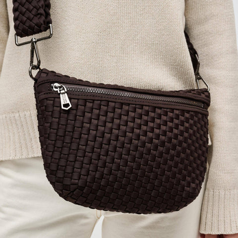 Sol and Selene-Ethereal - Woven Neoprene Crossbody: Cream-Pink Dot Styles