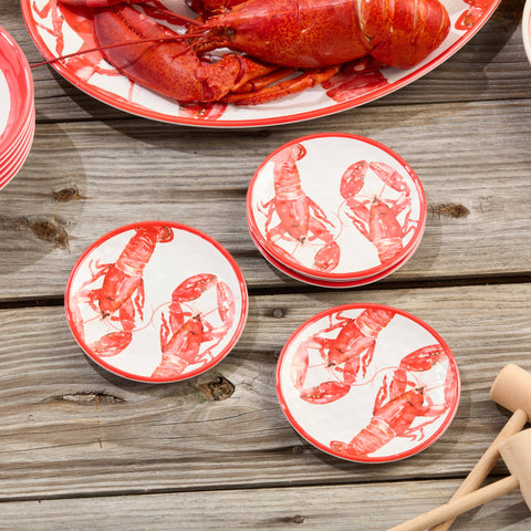 Beach House Lobster Set of 4 6in Canape Plates