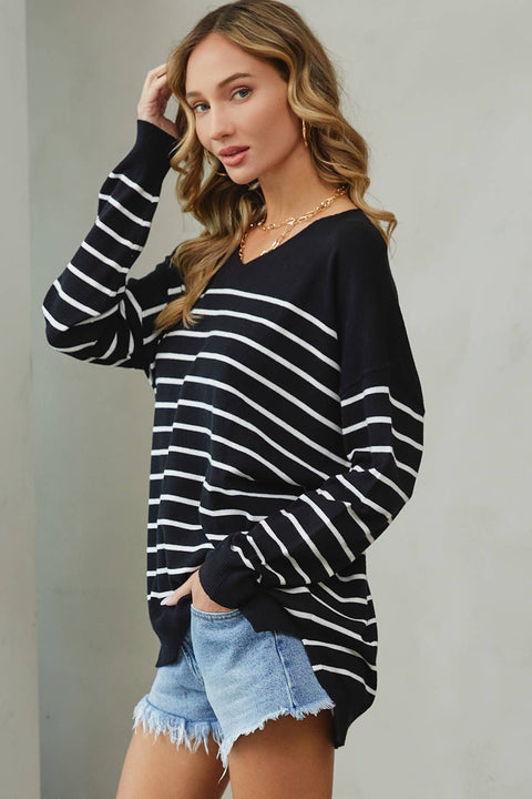 Sweet Lovely by Jen-Black & Ivory Lightweight Casual Sweater-Pink Dot Styles