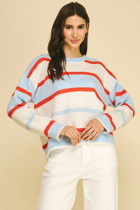 Multi Color Striped Knit Sweater