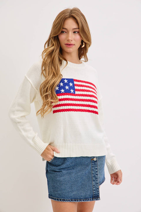 Sweet Lovely by Jen-American Flag Sweater-Pink Dot Styles