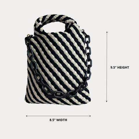 AHDORNED-Lola Neoprene Crossbody Bag I Black & Ecru-Pink Dot Styles