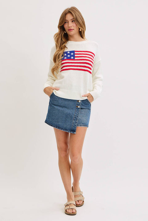 Sweet Lovely by Jen-American Flag Sweater-Pink Dot Styles