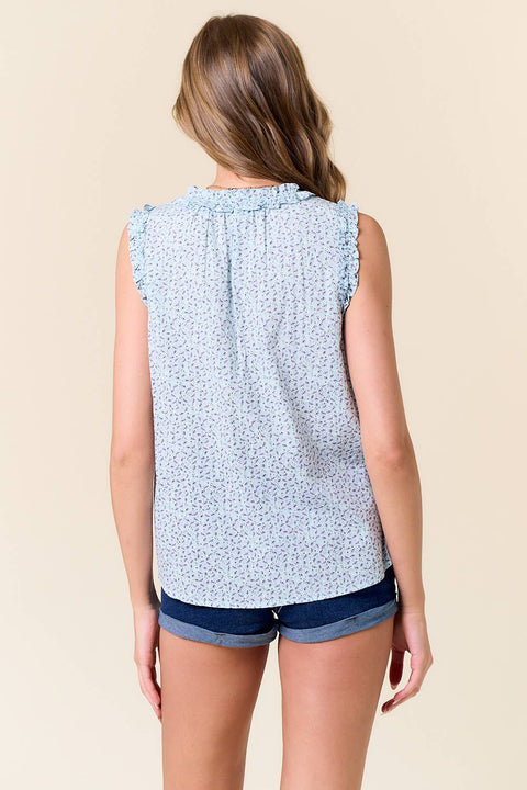 Doe and Rae-Light Blue Cotton Ditzy Floral-Pink Dot Styles