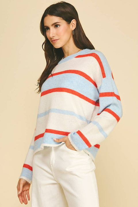 Multi Color Striped Knit Sweater