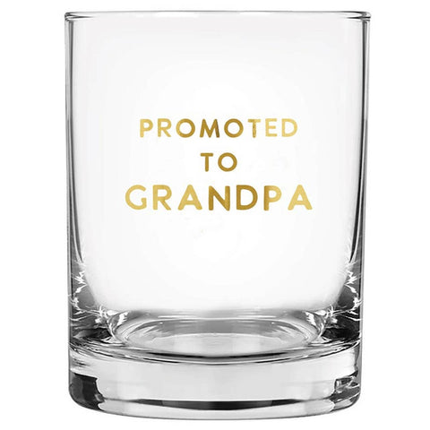 DOF Glass - Promoted to Grandpa: Hand Wash Only / Glass / 4" H x 3.25" Dia, 14 oz-Gifts > Kids-Pink Dot Styles