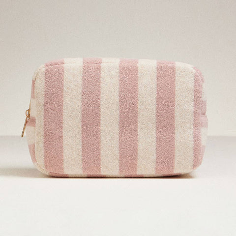 Wona Trading, Inc.-Striped Pattern Cosmetic Pouch Bag-Pink Dot Styles