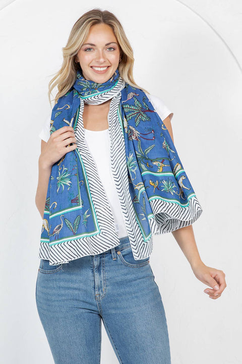 Blue Animal Print Scarf