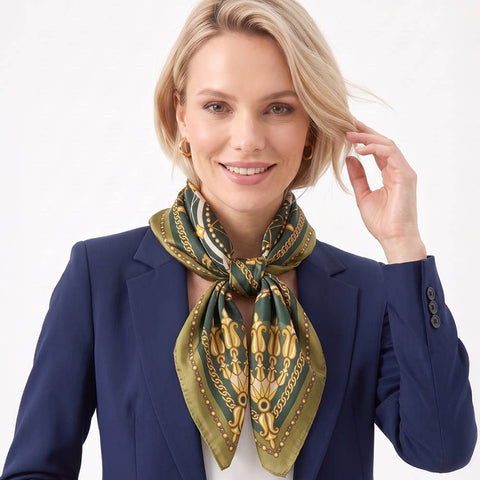 Classic Ornate Gold Chain Compass Print Bandana Scarf