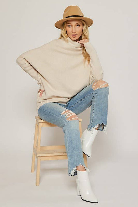 Slouch Neck Dolman Pullover: DK GREY / 3-3 (S/M-M/L)