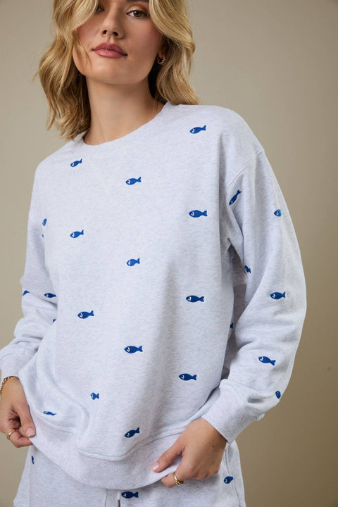 Fish Embroidered Sweatshirt